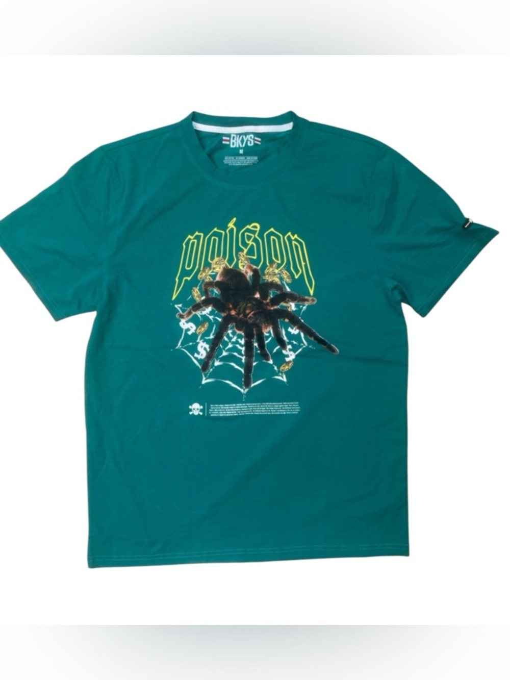 Sz M Teal "Poison" Spider Graphic Men's Tee